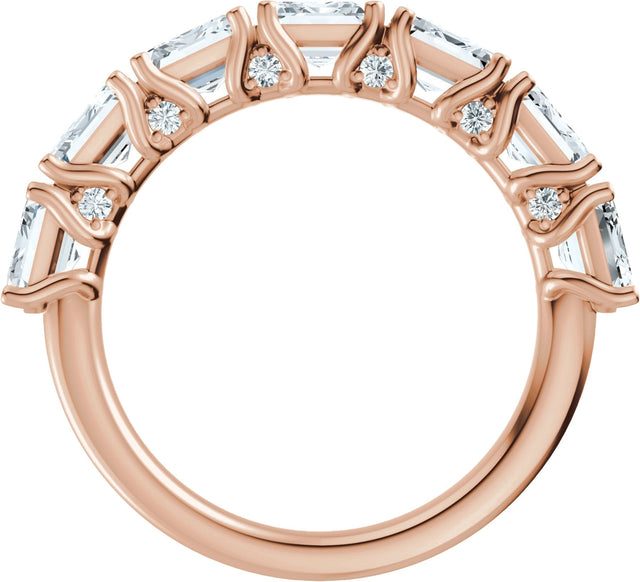 14K Gold Emerald Lab-Grown Diamond Accented Anniversary Band - 2 7/8 CTW - Rose Gold - view 2