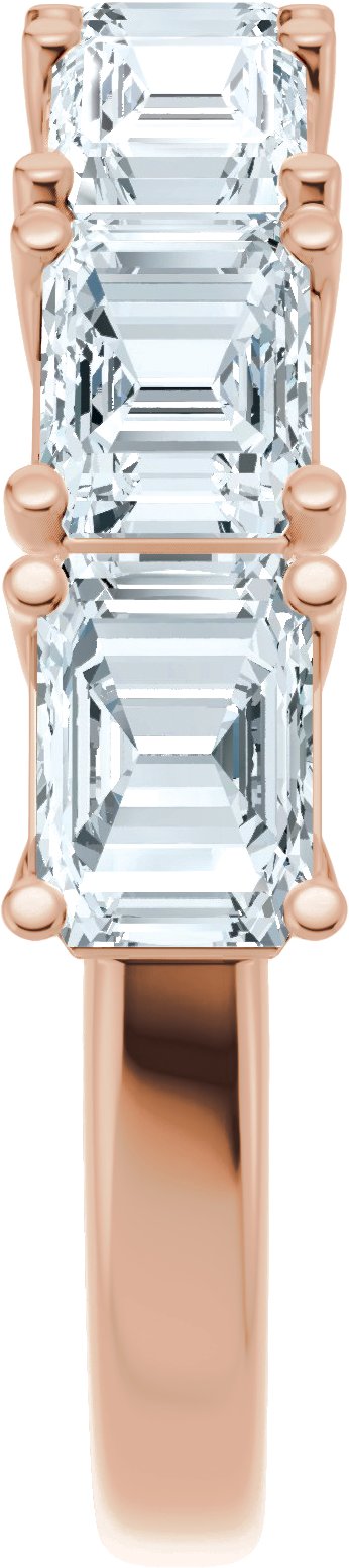 14K Gold Emerald Lab-Grown Diamond Accented Anniversary Band - 2 7/8 CTW - Rose Gold - view 4