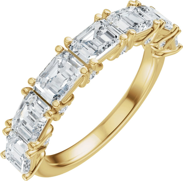 14K Gold Emerald Natural Diamond Accented Anniversary Band - 2 7/8 CTW - Yellow Gold