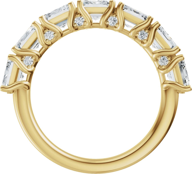 14K Gold Emerald Lab-Grown Diamond Accented Anniversary Band - 2 7/8 CTW - Yellow Gold - view 2