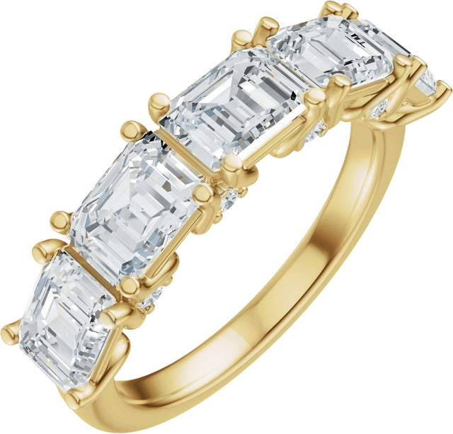 14K Gold Emerald Lab-Grown Diamond Accented Anniversary Band - 2 7/8 CTW - Yellow Gold