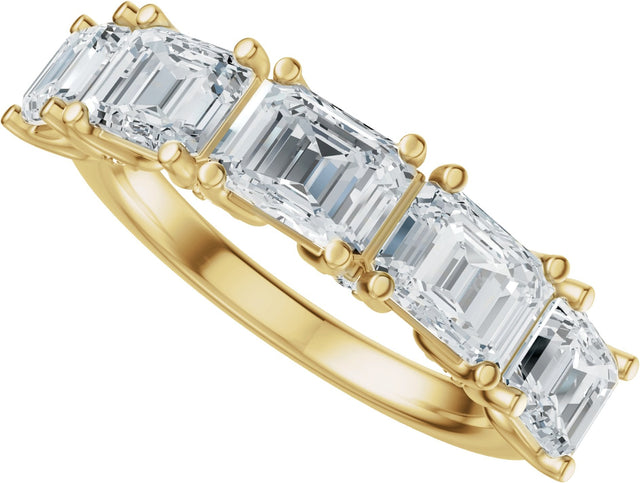 14K Gold Emerald Lab-Grown Diamond Accented Anniversary Band - 2 7/8 CTW - Yellow Gold - view 5