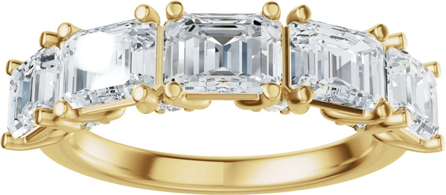 14K Gold Emerald Lab-Grown Diamond Accented Anniversary Band - 2 7/8 CTW - Yellow Gold - view 3