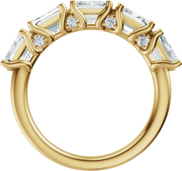 14K Gold Emerald Lab-Grown Diamond Accented Anniversary Band - 2 7/8 CTW - Yellow Gold - view 2