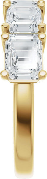14K Gold Emerald Lab-Grown Diamond Accented Anniversary Band - 2 7/8 CTW - Yellow Gold - view 4