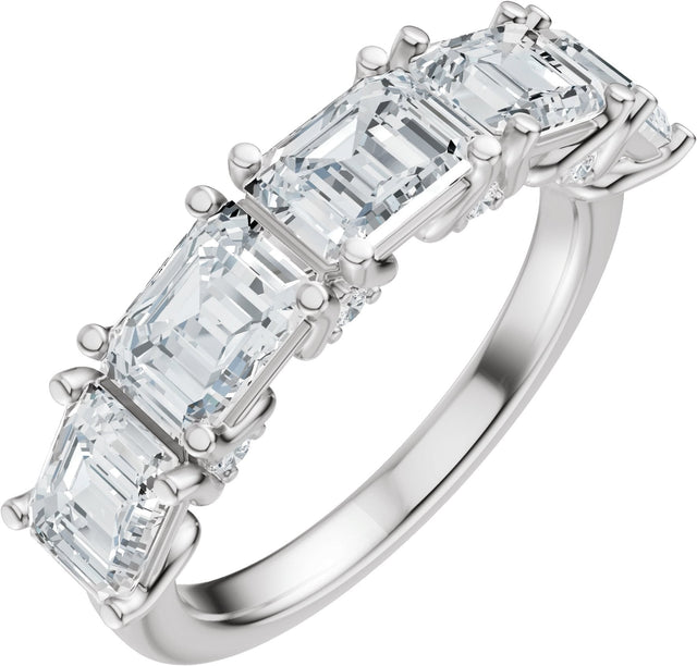 Platinum Emerald Lab-Grown Diamond Accented Anniversary Band - 2 7/8 CTW