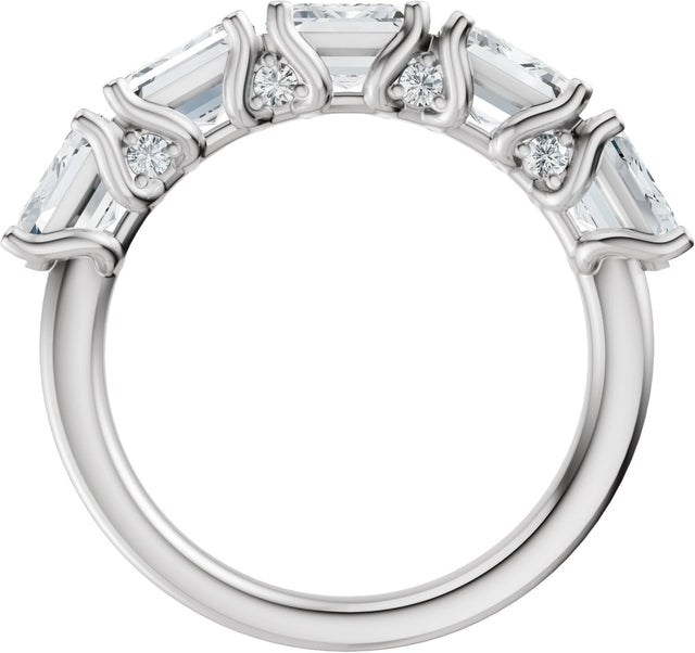 14K Gold Emerald Lab-Grown Diamond Accented Anniversary Band - 2 7/8 CTW - White Gold - view 2