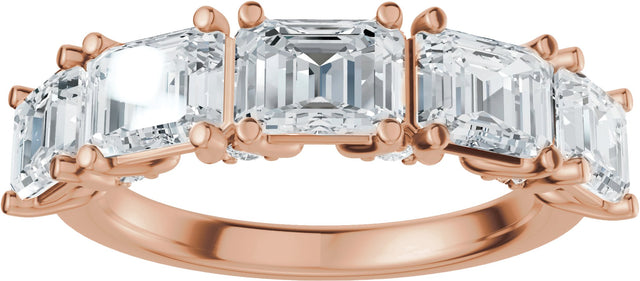 14K Gold Emerald Lab-Grown Diamond Accented Anniversary Band - 2 7/8 CTW - Rose Gold - view 3