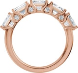 14K Gold Emerald Lab-Grown Diamond Accented Anniversary Band - 2 7/8 CTW - Rose Gold - view 2
