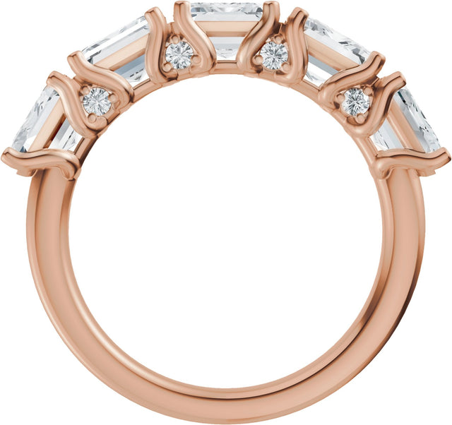 14K Gold Emerald Lab-Grown Diamond Accented Anniversary Band - 2 7/8 CTW - Rose Gold - view 2