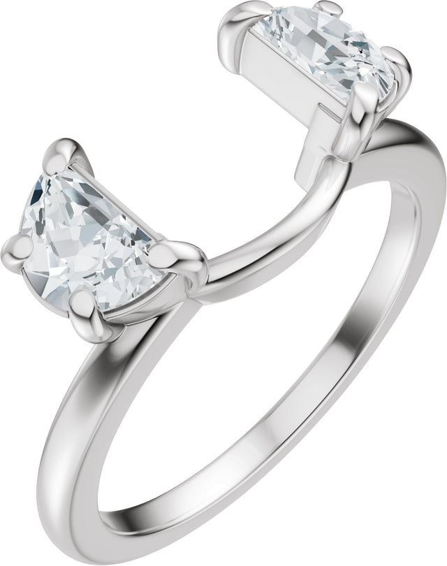 14K Gold Half Moon Lab-Grown Diamond Wrap-Style Ring Enhancer - 1 CTW - White Gold