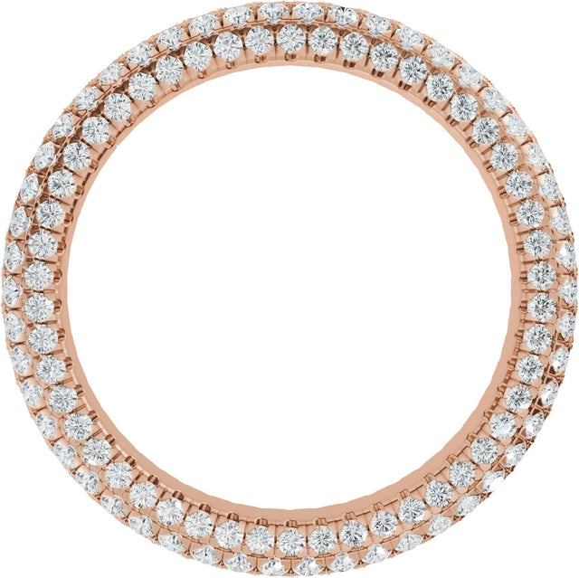 14K Gold Round Lab-Grown Diamond Eternity Band - 1.1mm Stones - Rose Gold - view 7