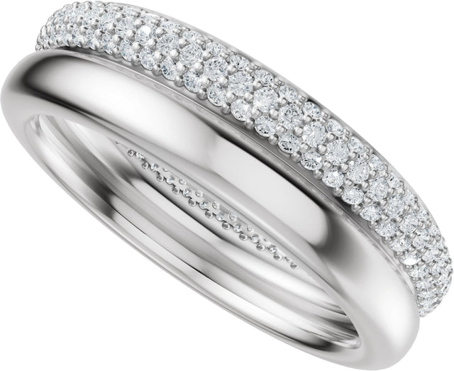 14K Gold Round Lab-Grown Diamond Pavé-Style Eternity Band - .9mm Stones - White Gold - view 10