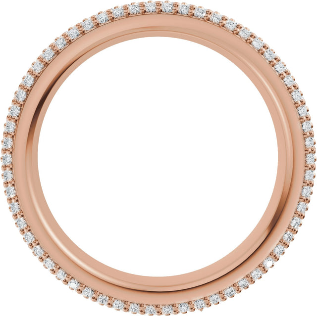 14K Gold Round Lab-Grown Diamond Pavé-Style Eternity Band - .9mm Stones - Rose Gold - view 7