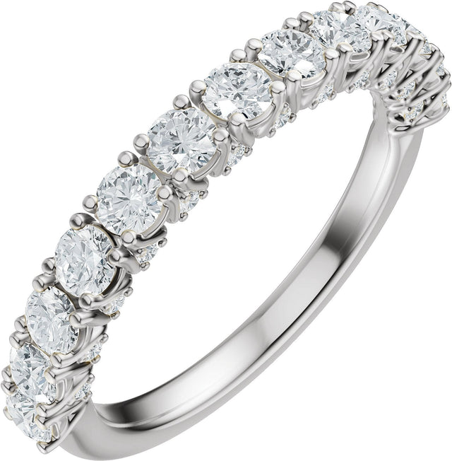 Platinum Round Natural Diamond Accented Anniversary Band - 7/8-1 1/5 CTW