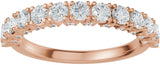 14K Gold Round Natural Diamond Accented Anniversary Band - 7/8-1 1/5 CTW - Rose Gold - view 3