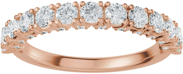 14K Gold Round Natural Diamond Accented Anniversary Band - 7/8-1 1/5 CTW - Rose Gold - view 3