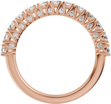 14K Gold Round Natural Diamond Accented Anniversary Band - 7/8-1 1/5 CTW - Rose Gold - view 2
