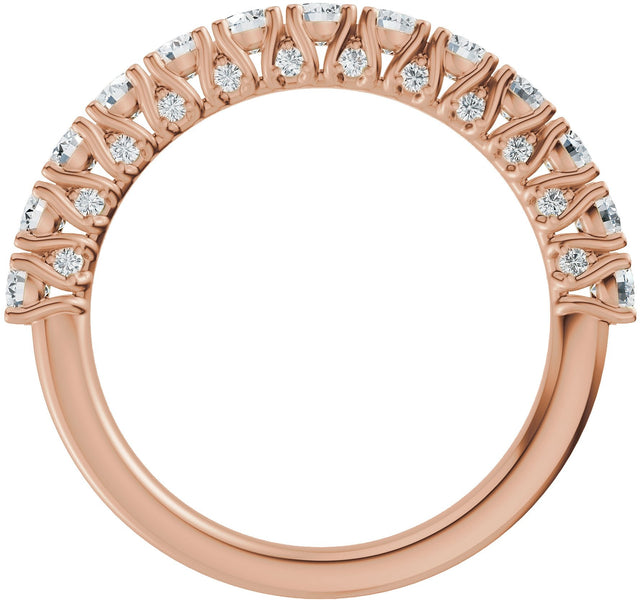 14K Gold Round Natural Diamond Accented Anniversary Band - 7/8-1 1/5 CTW - Rose Gold - view 2