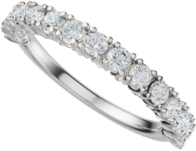 14K Gold Round Natural Diamond Accented Anniversary Band - 7/8-1 1/5 CTW - White Gold - view 5