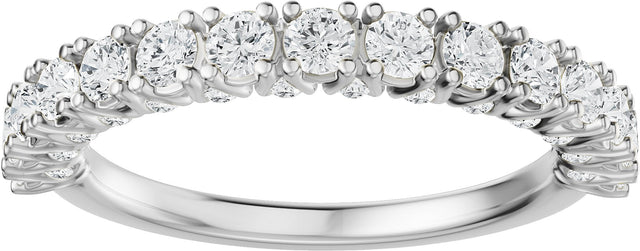 14K Gold Round Natural Diamond Accented Anniversary Band - 7/8-1 1/5 CTW - White Gold - view 3
