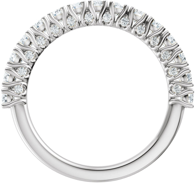 14K Gold Round Natural Diamond Accented Anniversary Band - 7/8-1 1/5 CTW - White Gold - view 2