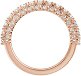 14K Gold Round Natural Diamond Accented Anniversary Band - 7/8-1 1/5 CTW - Rose Gold - view 2