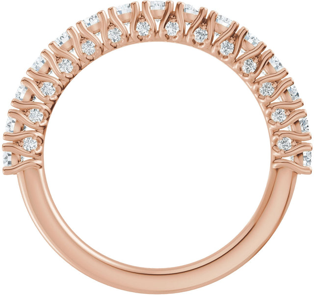 14K Gold Round Natural Diamond Accented Anniversary Band - 7/8-1 1/5 CTW - Rose Gold - view 2