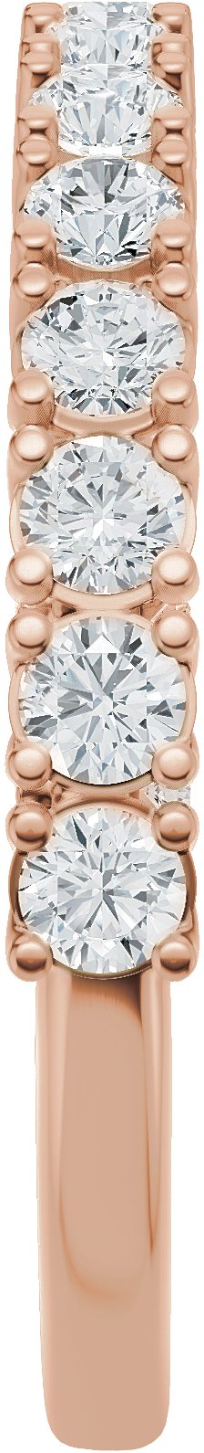 14K Gold Round Natural Diamond Accented Anniversary Band - 7/8-1 1/5 CTW - Rose Gold - view 4