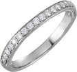 14K Gold Natural Diamond Milgrain-Edge Anniversary Band – 1.5 mm Round - White Gold