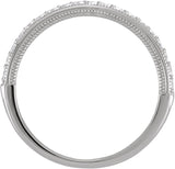 14K Gold Natural Diamond Milgrain-Edge Anniversary Band – 1.5 mm Round - White Gold - view 2