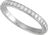 14K Gold Lab-Grown Diamond Milgrain-Edge Anniversary Band – 1.5 mm Round - White Gold - view 4