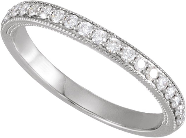 14K Gold Natural Diamond Milgrain-Edge Anniversary Band – 1.5 mm Round - White Gold - view 4