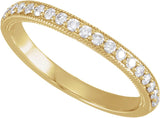 14K Gold Natural Diamond Milgrain-Edge Anniversary Band – 1.5 mm Round - Yellow Gold - view 4