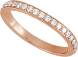 14K Gold Lab-Grown Diamond Milgrain-Edge Anniversary Band – 1.5 mm Round - Rose Gold - view 4