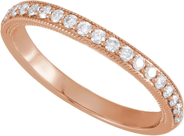 14K Gold Lab-Grown Diamond Milgrain-Edge Anniversary Band – 1.5 mm Round - Rose Gold - view 4