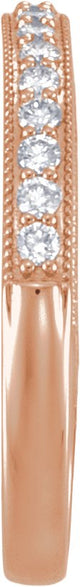 14K Gold Natural Diamond Milgrain-Edge Anniversary Band – 1.5 mm Round - Rose Gold - view 3