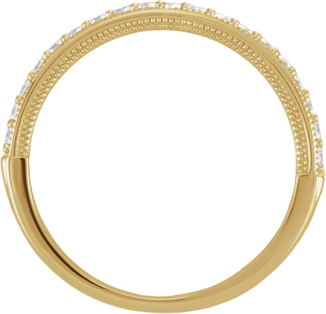 14K Gold Natural Diamond Milgrain-Edge Anniversary Band – 1.5 mm Round - Yellow Gold - view 2