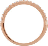 14K Gold Lab-Grown Diamond Milgrain-Edge Anniversary Band – 1.5 mm Round - Rose Gold - view 2