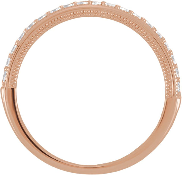 14K Gold Lab-Grown Diamond Milgrain-Edge Anniversary Band – 1.5 mm Round - Rose Gold - view 2