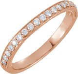 14K Gold Natural Diamond Milgrain-Edge Anniversary Band – 1.5 mm Round - Rose Gold