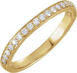 14K Gold Natural Diamond Milgrain-Edge Anniversary Band – 1.5 mm Round - Yellow Gold