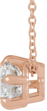 14K Gold Round Natural Diamond Solitaire Necklace or Slide Pendant – up to 1/4 CTW - Rose Gold - view 4