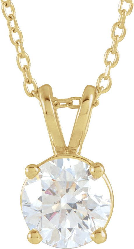 14K Gold Round Lab-Grown Diamond Solitaire Necklace – 4-6.5mm Stones - Yellow Gold