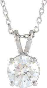 14K Gold Round Lab-Grown Diamond Solitaire Necklace – 4-6.5mm Stones - White Gold
