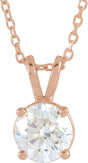 14K Gold Round Lab-Grown Diamond Solitaire Necklace – 4-6.5mm Stones - Rose Gold