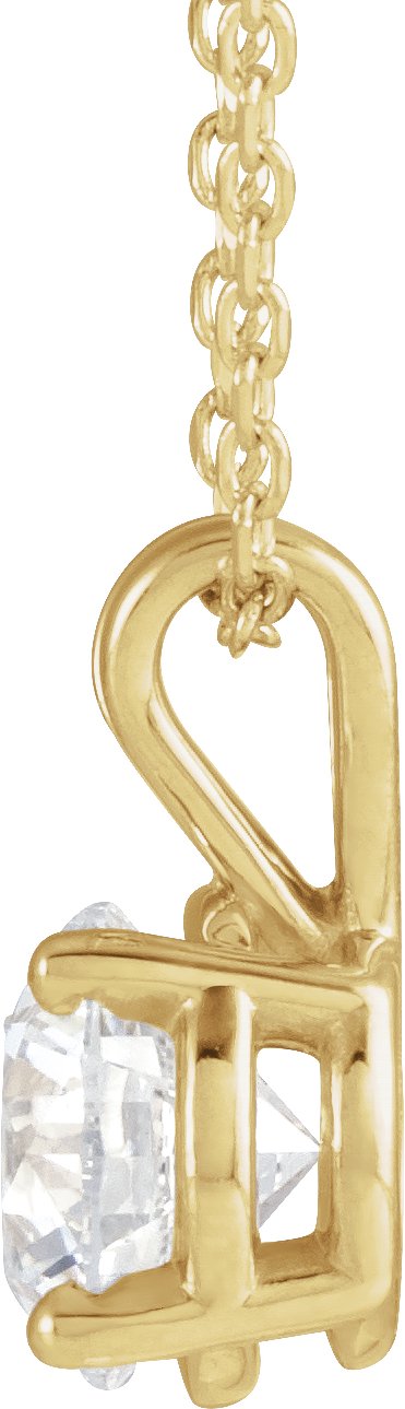 14K Gold Round Lab-Grown Diamond Solitaire Necklace – 4-6.5mm Stones - Yellow Gold - view 2