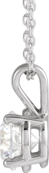 14K Gold Round Lab-Grown Diamond Solitaire Necklace – 4-6.5mm Stones - White Gold - view 2