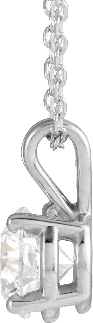 14K Gold Round Lab-Grown Diamond Solitaire Necklace – 4-6.5mm Stones - White Gold - view 2