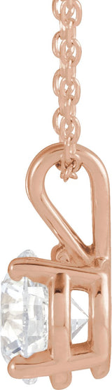 14K Gold Round Lab-Grown Diamond Solitaire Necklace – 4-6.5mm Stones - Rose Gold - view 2